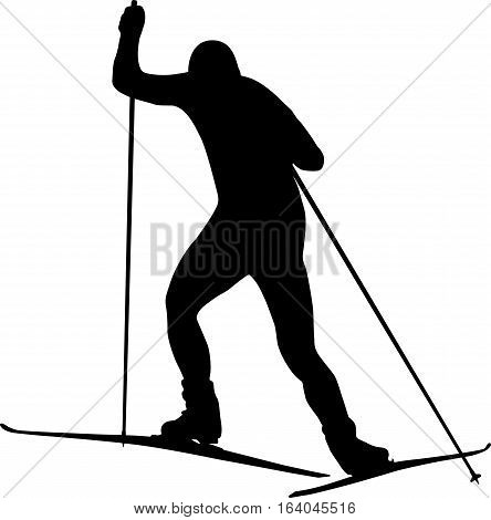 man athlete skier skiing freestyle black silhouette