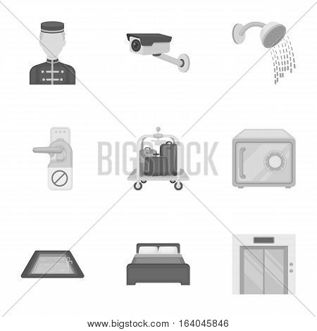 Hotel set icons in monochrome style. Big collection of hotel vector symbol stock