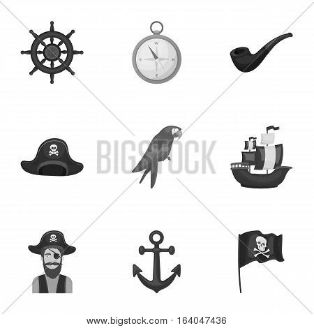 Pirates set icons in monochrome design. Big collection of pirates vector symbol stock illustration