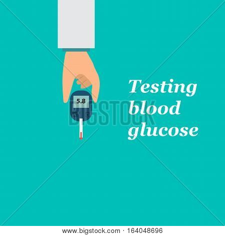 Very high quality original trendy vector flat illustration Blood test or glaucometer, glucose meter