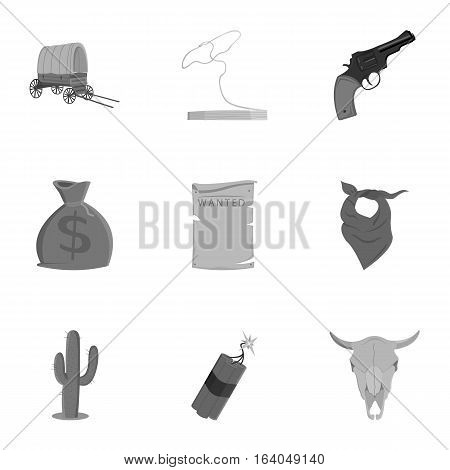 Wild west set icons in monochrome style. Big collection of wild west vector symbol stock