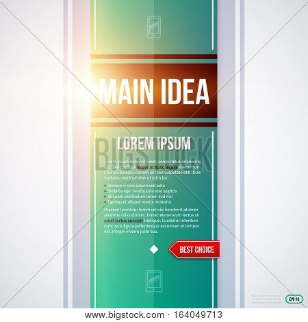 Vertical Text Background With Warm Glowing Light On White Background. Eps10