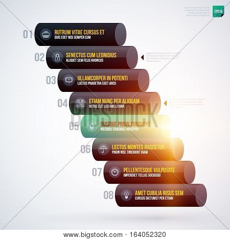 Vector Chart Template With 8 Options On White Background. Eps10