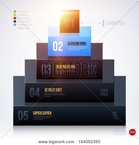 3D Pyramid Chart Template On White Background. Eps10