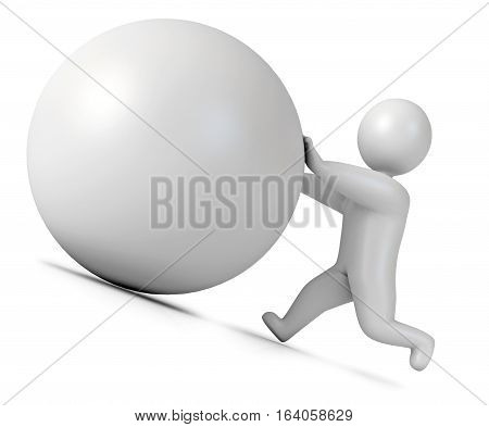 Man Pushing A Boulder As Sisyphus
