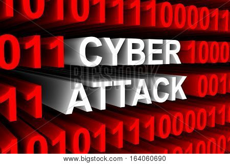 CYBER ATTACK in the form of binary code, 3D illustration