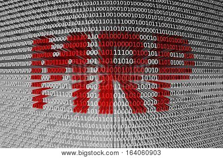 MRP in the form of binary code, 3D illustration