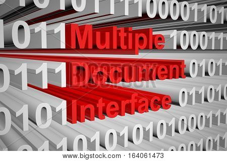 multiple document interface in the form of binary code, 3D illustration