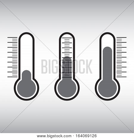 Thermometer vector flat icon. Thermometer vector sign isolated at grey background. Temperature measurement vector illustration.