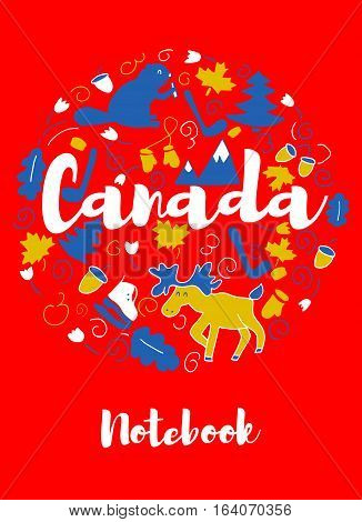 Canada Landmark Travel and Journey Infographic Vector Design. Canada country design template.  Template for souvenir Greeting Card cup t-shirt notebook.