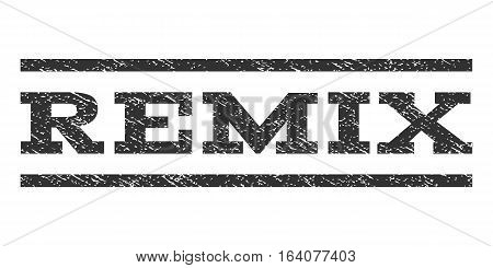 Remix watermark stamp. Text tag between horizontal parallel lines with grunge design style. Rubber seal gray stamp with scratched texture. Vector ink imprint on a white background.