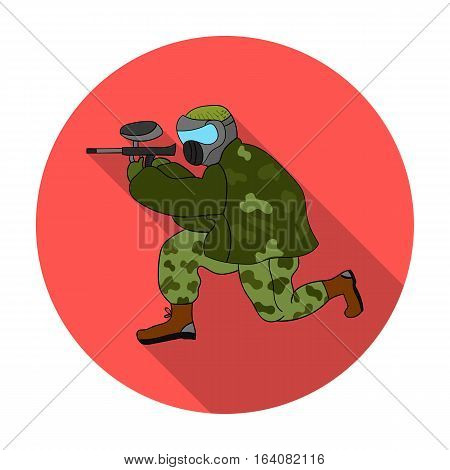 Paintball player icon in flat design isolated on white background. Paintball symbol stock vector illustration.