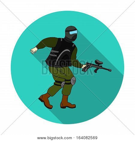 Paintball player icon in flat design isolated on white background. Paintball symbol stock vector illustration.