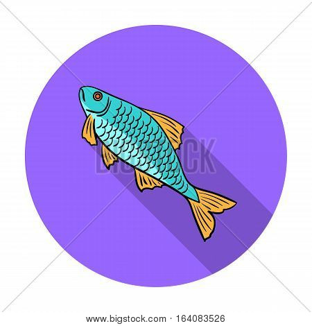 Fish icon in flat design isolated on white background. Fishing symbol stock vector illustration.
