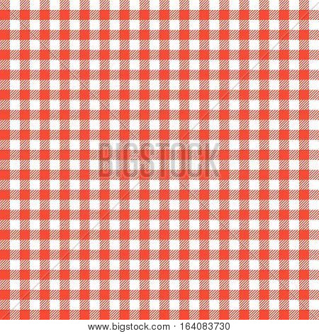 Seamless Checkered seamless Pattern. Red and white tablecloth background. Picnic gingham cloth template. Retro craft art print curtains fashioned style fabric vintage square.