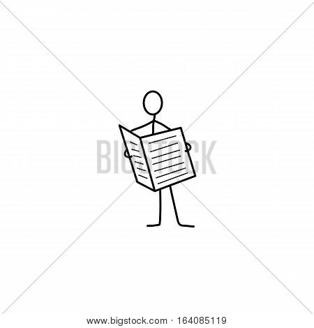 stick man or figure with newspaper vector