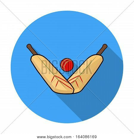 Crossed cricket bats with ball icon in flat design isolated on white background. Australia symbol stock vector illustration.