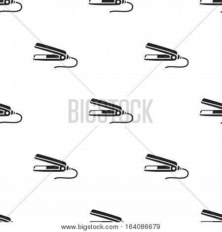 Straighteners irons icon in black style isolated on white background. Hairdressery pattern vector illustration.