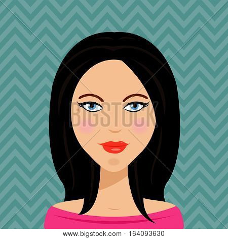 Woman Female Illustration Black Hair Pink Shirt