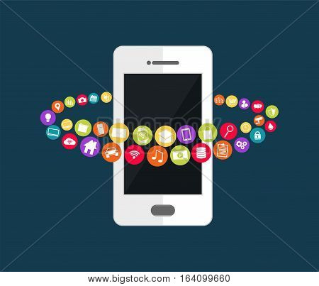 Mobile phone application abstract flat design concept