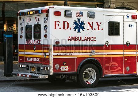 New York, June 25, 2016: An ambulance is seen in a street of New York City.
