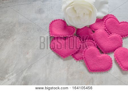 Valentine's Day Background,red Heart With Red White Rose ,ribbon