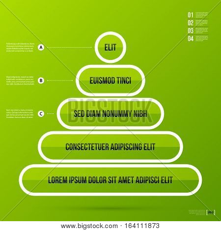 Pyramid Chart Template On Fresh Green Background. Vector Eps-10.