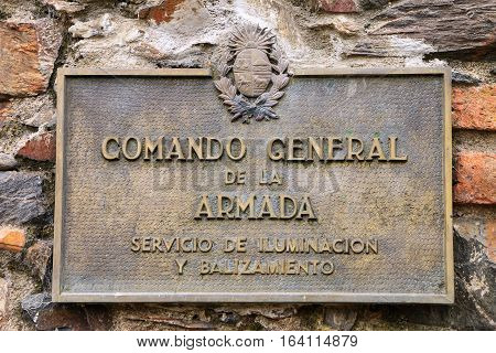 Comando General De La Armada Sign In Colonia Del Sacramento, Uruguay