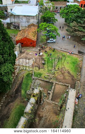 Aerial View Of Convent Of San Franciso Ruins In Colonia Del Sacramento, Uruguay