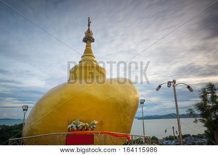 Replica of Phra That In Kwaen (Golden Rock) Phuket Thailand.