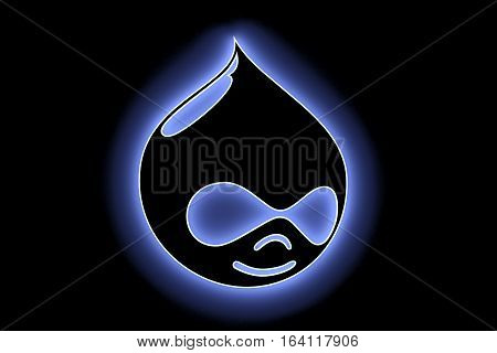 drupal in the form of a neon light 3D illustration