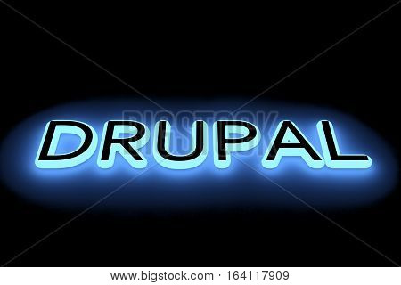 drupal in the form of a neon light 3D illustration