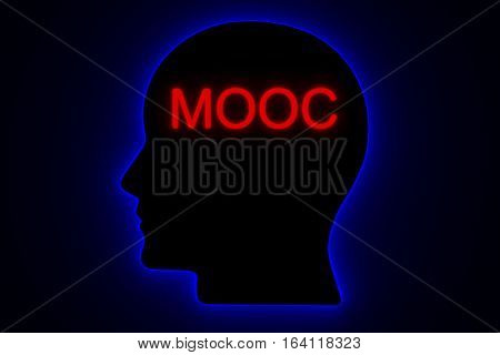 MOOCS are presented in the form of neon 3d illustration