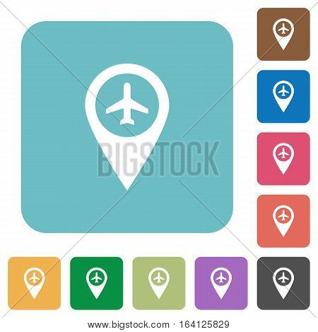 Airport GPS map location darker flat icons on color round background