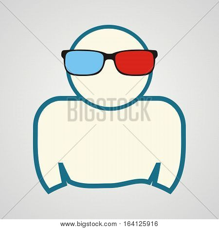 man in 3d glasses. Smart glasses. Communication technology. Vector illustration.