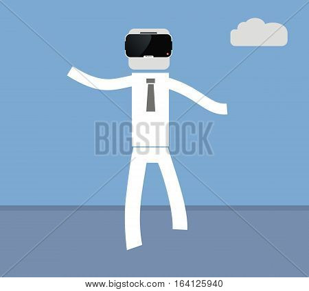 man goes in VR glasses. vector illustration