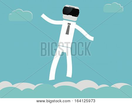People flying in VR glasses. vector illustration