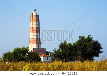 The lighthouse at Cape Shabla on the Black Sea Coast in Bulgaria the oldest and highest in Bulgaria built during the Crimea War and a popular historic landmark architecture travel and tourism concept