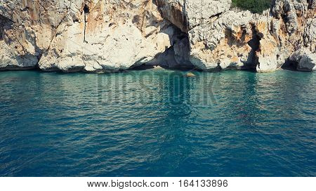 High rock and blue sea Antalya Turkey