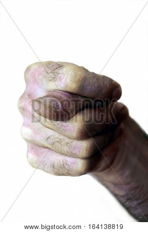 Fig sign close up isolated on white background. Hand gesture