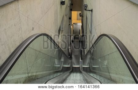 Stairs of the escalator leading somewhere down