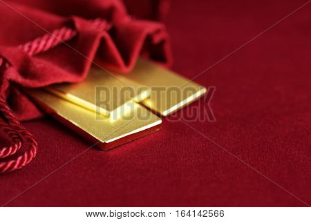 Gold Bar in Velvet Pouch with Space for Text
