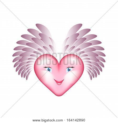 heart valentines card with wings on a white background vector illustration