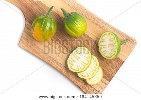 African Eggplant. Brazilian Jilo isolated on white background