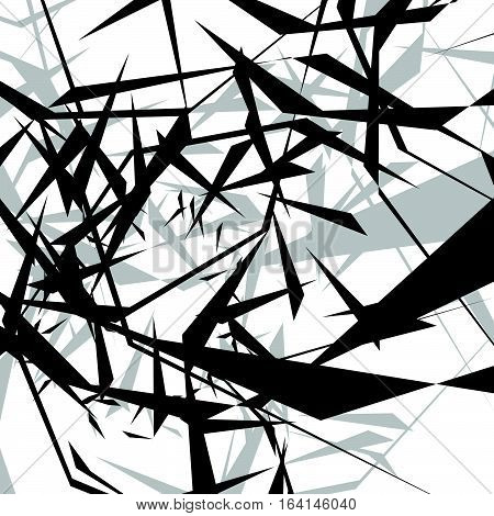 Geometric Edgy Rough Pattern. Abstract Black And White Art.