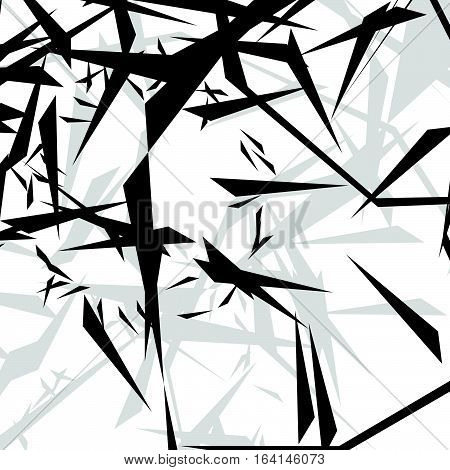 Geometric Edgy Rough Pattern. Abstract Black And White Art.