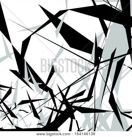 Geometric Edgy Rough Pattern. Abstract Black And White Art.