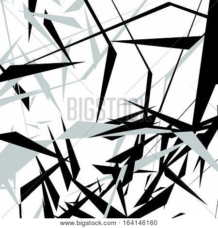 Geometric Edgy Rough Pattern. Abstract Black And White Art.