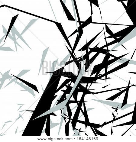 Geometric Edgy Rough Pattern. Abstract Black And White Art.