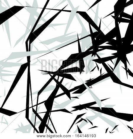 Geometric Edgy Rough Pattern. Abstract Black And White Art.